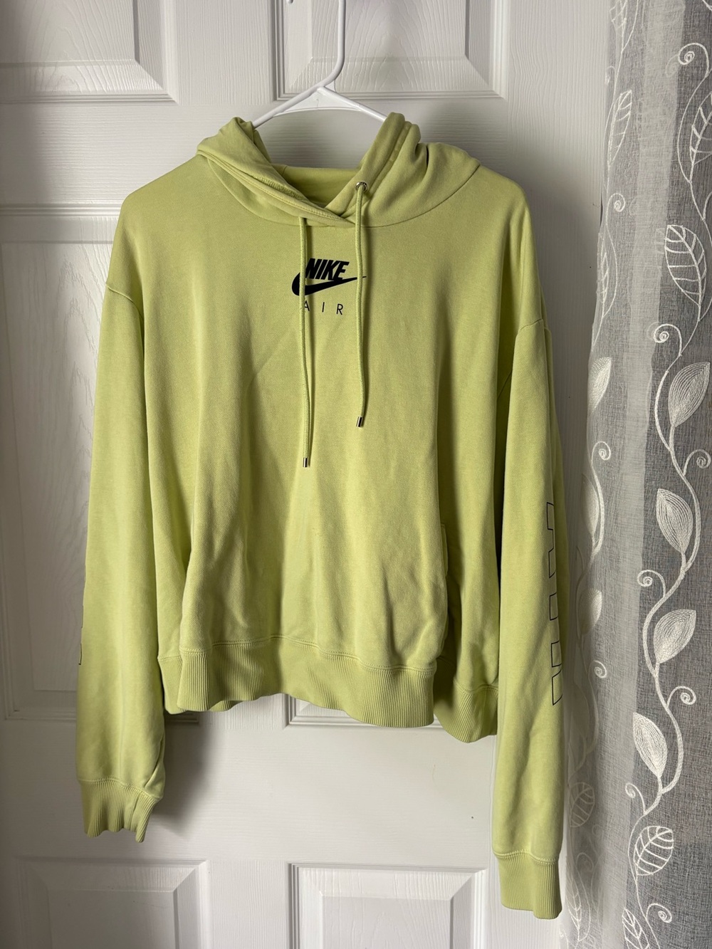 Nike Air logo Women Lime Fleece Hoodie cropped pullover minor stain plus size 2X